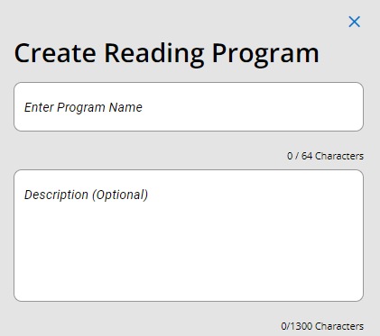 Create Reading Program slide-out.
